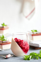 Mediterranean Classic Creamy Dessert - Panna Cotta with Raspberries