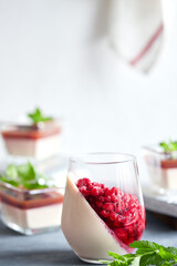 Mediterranean Classic Creamy Dessert - Panna Cotta with Raspberries