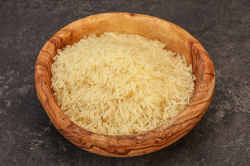 Raw basmati rice in the bowl
