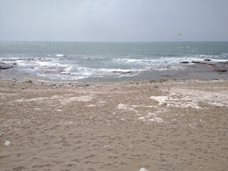 Beautiful view of the sea coast in Haifa in spring.