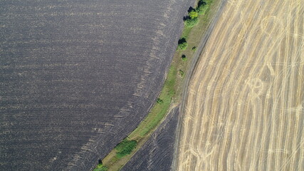 Aerial photo. Field in the Nizhny Novgorod region, Russia