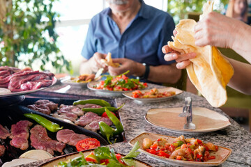 barbeque grill table grilling raw lamb game meat