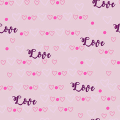 Fototapeta na wymiar pink seamless pattern with hearts and word 