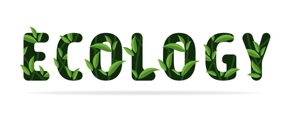 Green ecology word concept for nature care. Green leaves design.