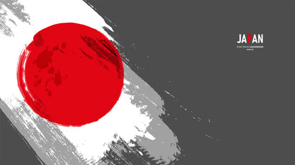 Japan painted flag background. Vector grunge brush stroke flag. Banner template.