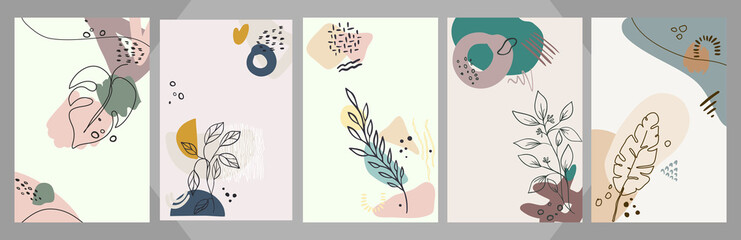 Abstract floral art vector cover background. Hand draw template