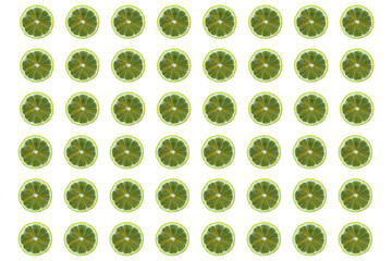 Pattern. lime slices on a white background