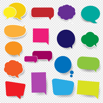 Color Speech Bubbles Collection In Transparent Background With Gradient Mesh, Vector Illustration