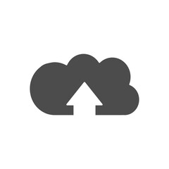 cloud storage with upload arrow icon, silhouette style