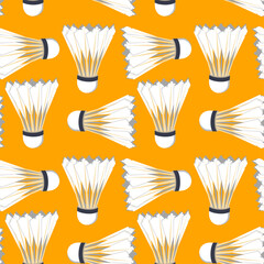 Shuttlecock pattern. Badminton accessories. Sports equipment. Flat designe. Vector illustration.