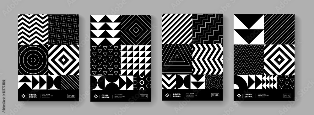 Aufkleber cool minimal geometric poster collection vector design. trendy pattern.