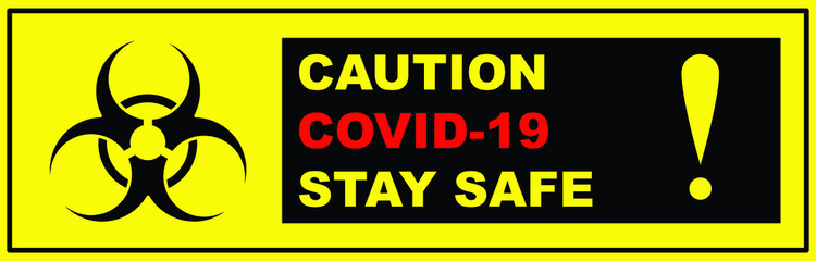 caution covid-19 banner with logo  toxic
