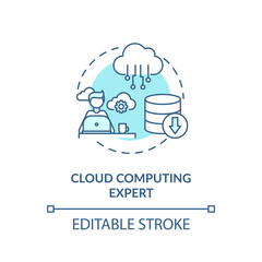 Cloud computing expert turquoise concept icon. Database management. Information processing specialist idea thin line illustration. Vector isolated outline RGB color drawing. Editable stroke