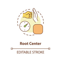 Root center concept icon. Pressure channel. Stress level. Chakra in body system. Human design idea thin line illustration. Vector isolated outline RGB color drawing. Editable stroke