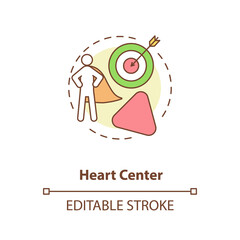 Heart center concept icon. Personal will. Ego and motivation. Chakra in body system. Human design idea thin line illustration. Vector isolated outline RGB color drawing. Editable stroke