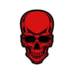 engraved red skull mascot logo and tshirt design