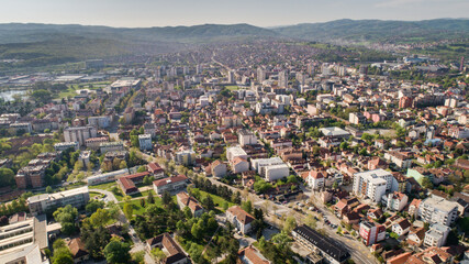 Aerial view of the city. Kragujevac, Serbia