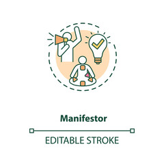 Manifestor concept icon. Rally to action. Astrological body graph with energy centers. Human design type idea thin line illustration. Vector isolated outline RGB color drawing. Editable stroke