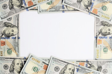 frame of asymmetrically arranged dollars for the background