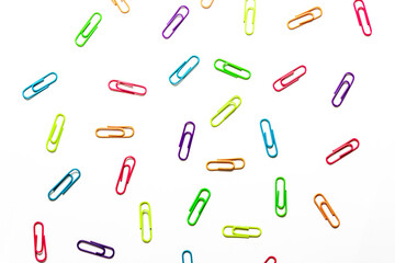 Background from colored paper clips.  concept of education, training,
