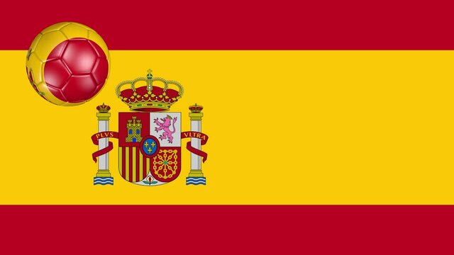Animated background with the flag of Spain and a rotating soccer ball