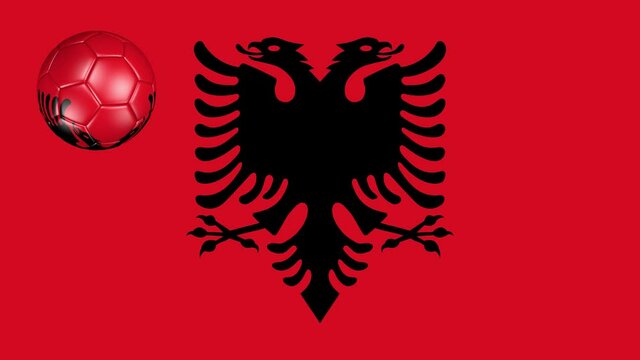 Animated background with the flag of Albania and a rotating soccer ball