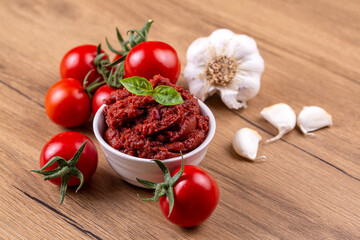 Fresh tomato and tomatoes paste