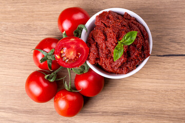 Fresh tomato and tomatoes paste