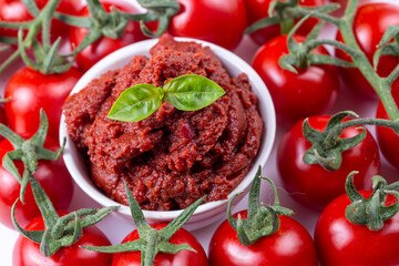 Fresh tomato and tomatoes paste