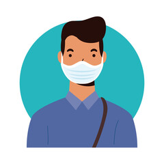 Man with medical mask vector design