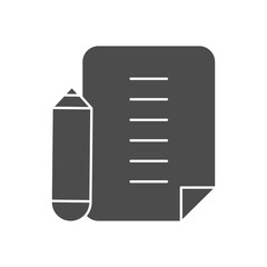 document page and pencil icon, silhouette style