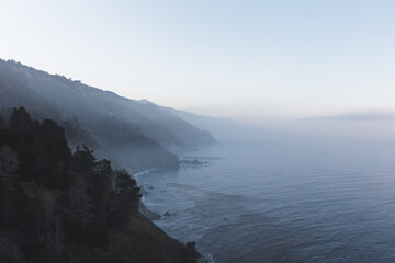 foggy sunrise in Big Sur, California 