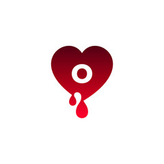 blood and love with letter O logo design