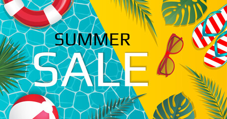 Summer sale background layout for banners,wallpaper,flyers, posters, brochure, voucher discount.Vector illustration template.