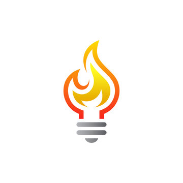 bulb and fire logo design