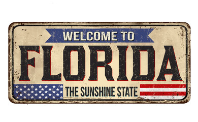 Welcome to Florida vintage rusty metal sign