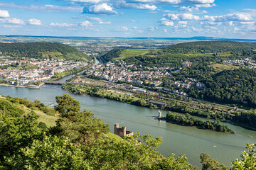 Fototapeta na wymiar view to river Rhine and River Nahe at Ruedesheim