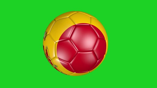 soccer ball with the flag of Spain on green screen