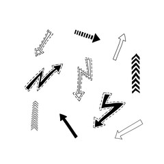 Hand drawn arrows and chevron doodles. Vector illustration. Sketch for kids and teens.
