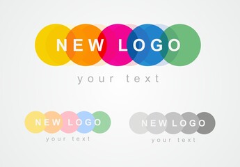 Round logo with several rings. Abstract bright icon with different colored circles.