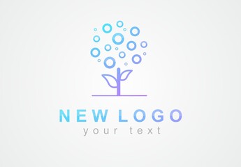 Bright innovative logo with a flower, tree or plant. Technological modern logo.