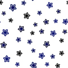 Dark BLUE vector seamless layout with bright stars. Stars on blurred abstract background with gradient. Design for textile, fabric, wallpapers.