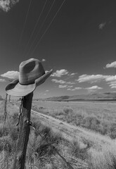 Cowboy Hat on Fence Post.