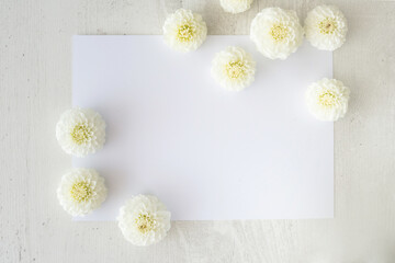vintage paper white notepad and gerberas place for inscription