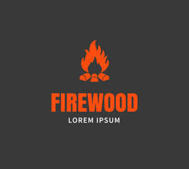 Firewood emblem template. Campfire vector illustration