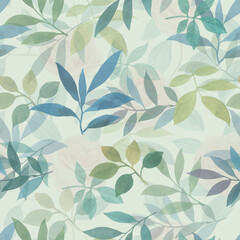 Seamless botanical pattern for design. Watercolor ornament of leaves. Ornament for print, wallpaper and textile.