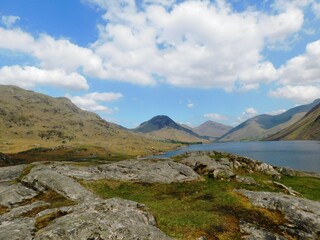 Iconic view of the lakes and mountains in the Lake District of England