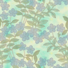 The effect of old paper with painted flowers. Seamless watercolor background for design. The effect of faded wallpaper, painted in watercolor.