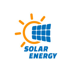 Solar energy logo or icon. Vector solar panel sign.