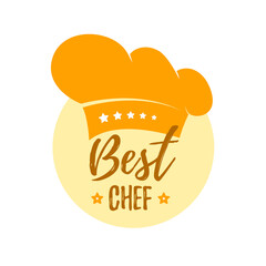 Hat the best chef vector label or icon. Cooking award. Vector illustration